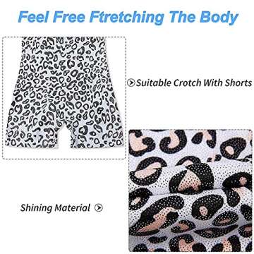 uideazone Gymnastics Leotards for Toddler Girls Kids 3t 4t 3-4 Years Old White Leopard Dance Unitards with Shorts 100
