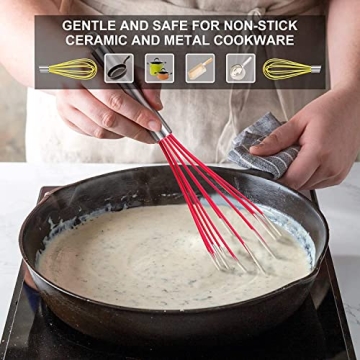 HOTEC Silicone Whisks Set Non-Slip Heat-Resistant Kitchen Tools