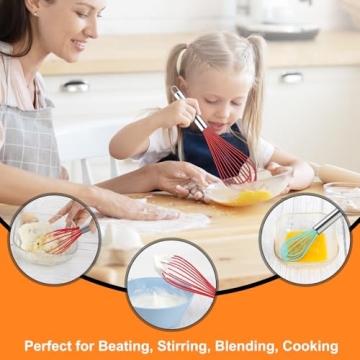 HOTEC Silicone Whisks Set Non-Slip Heat-Resistant Kitchen Tools