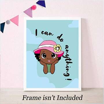 Black Girl Wall Art,Motivational Black Girl Wall Art,African American Girl Art Painting,Inspirational Black Girl Wall Art,Decor for Girls Bedroom,Wall Art for Girls Bedroom, Set of 4 - No Frame,8"x10"