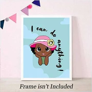 Black Girl Wall Art,Motivational Black Girl Wall Art,African American Girl Art Painting,Inspirational Black Girl Wall Art,Decor for Girls Bedroom,Wall Art for Girls Bedroom, Set of 4 - No Frame,8"x10"