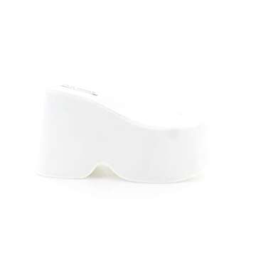 Steve Madden Gwen White Slip On Open Toe Lightweight Platform Heeled Sandals (White, 8)