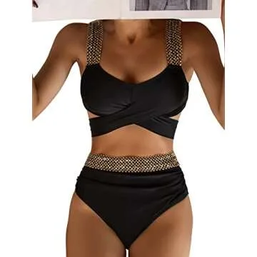 Stylish High Waisted Criss Cross Bikini Set for Summer Fun