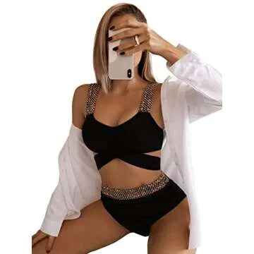 Stylish High Waisted Criss Cross Bikini Set for Summer Fun