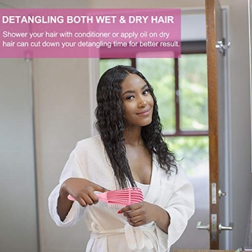 Xxtylo Detangling Brush for Natural Hair Detangler Brush for Afro 3a to 4c Kinky Wavy, Curly, Coily Hair, Detangle Easily Wet/Dry/Long Hair for Beautiful Shiny Curls(2 Pack, Green&Pink)