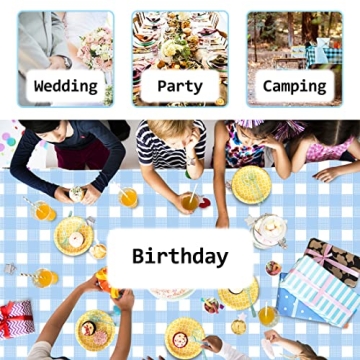 Light Blue Gingham Tablecloth 3 Pack for Parties Weddings