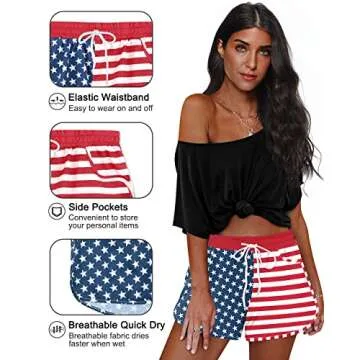4th of July Star Stripe Boardshorts for Women