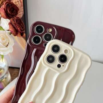 Caseative for iPhone 15 Pro Max Case,Water Ripple Pattern Curly Wave Frame Soft Compatible with iPhone Case (Silver,iPhone 15 Pro Max)