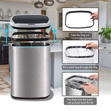 HCB Touch-Free Automatic Trash Can for Home and Office