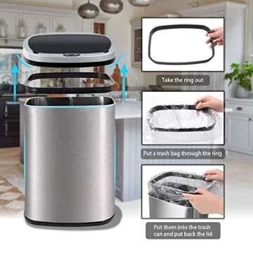 HCB Touch-Free Automatic Trash Can for Home and Office