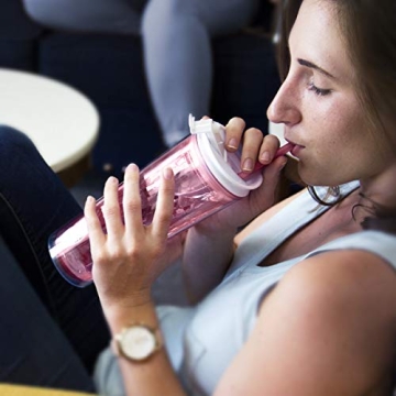 Cupture Crystal Click & Seal Shake Tumbler Cup for Hot or Cold Drinks - 22 oz (Pink Rose)