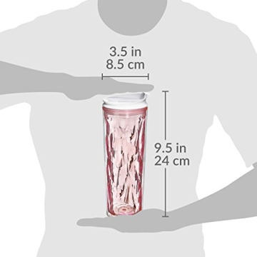 Cupture Crystal Click & Seal Shake Tumbler Cup for Hot or Cold Drinks - 22 oz (Pink Rose)