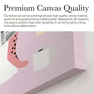 EVXID Pink Cheetah on Toilet Reading Newspaper Canvas Poster Painting Wall Art, Cheetah Bathroom Picture Print Artwork Framed Ready to Hang for Restroom Wall Decor 12 x 15 inch