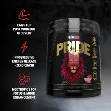 EHP Labs Pride Pre Workout Powder Energy Supplement - Sugar Free Preworkout for Men & Women, Energy Powder Boost Drink with BCAA - 280mg of Caffeine - Strawberry Snowcone (40 Servings)