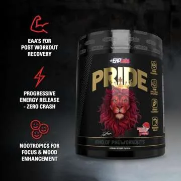 EHP Labs Pride Pre Workout Powder Energy Supplement - Sugar Free Preworkout for Men & Women, Energy Powder Boost Drink with BCAA - 280mg of Caffeine - Strawberry Snowcone (40 Servings)
