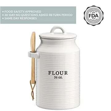 Barnyard Designs Flour Canister - Rustic Ceramic Kitchen Storage