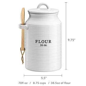 Barnyard Designs Flour Canister - Rustic Ceramic Kitchen Storage