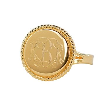 Nautical Rope Monogram Gold Plated Over Sterling Silver Ring