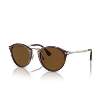 Stylish Persol PO3166S Round Sunglasses with Polarized Lenses - Gold/Havana