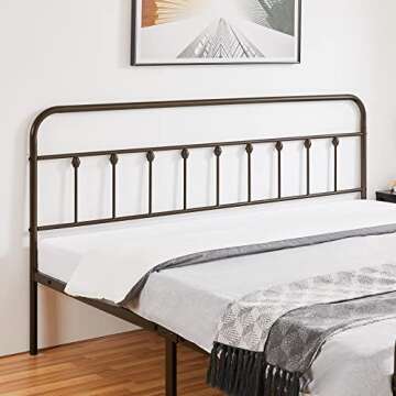 Yaheetech Classic Metal Platform Bed Frame Mattress Foundation with Victorian Style Iron-Art Headboard/Footboard/Under Bed Storage/No Box Spring Needed/King Size Bronze