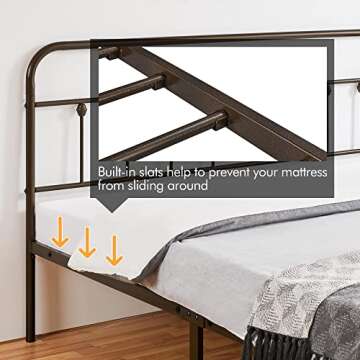 Yaheetech Classic Metal Platform Bed Frame Mattress Foundation with Victorian Style Iron-Art Headboard/Footboard/Under Bed Storage/No Box Spring Needed/King Size Bronze