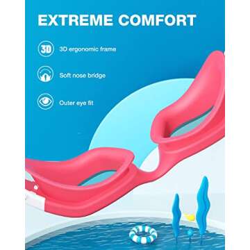 ZIONOR Kids Swim Goggles, G1MINI Polarized Swimming Goggles Comfort for Age 6-14, UV Protection Anti-Fog Adjustable Strap Fit for Child Boys Girls (Gold Lens)