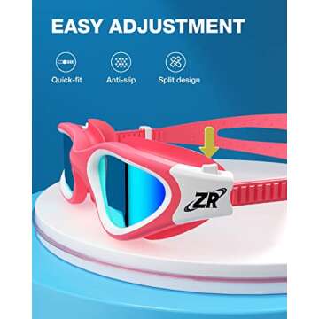 ZIONOR Kids Swim Goggles, G1MINI Polarized Swimming Goggles Comfort for Age 6-14, UV Protection Anti-Fog Adjustable Strap Fit for Child Boys Girls (Gold Lens)
