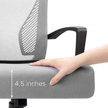 KaiMeng Ergonomic Grey Office Clearance Mesh Computer Lumbar Support Mid Back Study Desk Modern Executive Task Chair Cheap Adjustable Swivel, 19.8" x 19.8" x 38.8"