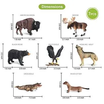 Volnau Safari Animal Figurines Toys 7PCS North America Figures Zoo Pack for Toddlers Kids Christmas Decoration Gift Preschool Educational Moose Wolf Bear Jungle Forest Woodland Set