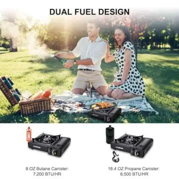 Camplux Dual Fuel Propane & Butane Stove with Carrying Case, Portable Camping Stoves with CSA Certif...