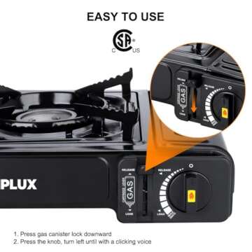Camplux Dual Fuel Propane & Butane Stove with Carrying Case, Portable Camping Stoves with CSA Certification