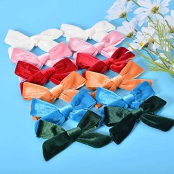 CEELGON 20 Toddler Hair Clips, Velvet Bows for Girls