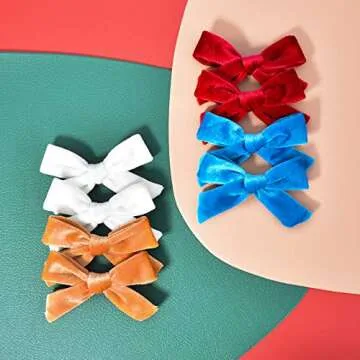 CEELGON 20 Toddler Hair Clips, Velvet Bows for Girls