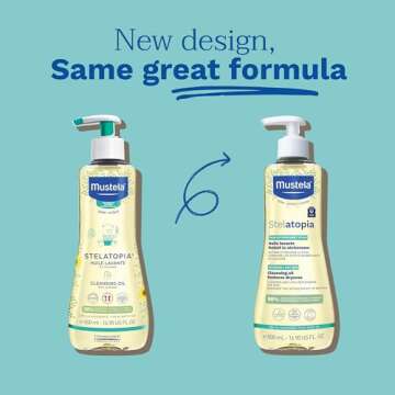 Mustela Stelatopia Eczema-Prone Skin Cleansing Oil - Baby Body Wash with Natural Avocado & Sunflower...