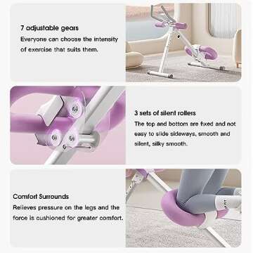 Ab Trainer Core & Abdominal Trainers AB Workout Machine Home Gym Strength Training Waist Cruncher Core Toner Buttocks Shaper with LCD Monitor Violet