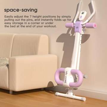 Ab Trainer Core & Abdominal Trainers AB Workout Machine Home Gym Strength Training Waist Cruncher Core Toner Buttocks Shaper with LCD Monitor Violet