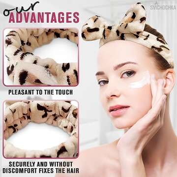 Cheetah Headband - Make Up Head Band for Women - Leopard Headband - Hair Holder for Washing Face - Cheetah Spa Wrap - Skincare Headbands - Soft and Comfortable for Beauty Routine and Skincare Use