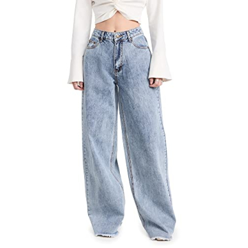 Lioness Women's Eivissa Baggy Jeans - Faded Denim Style, Comfortable Fit