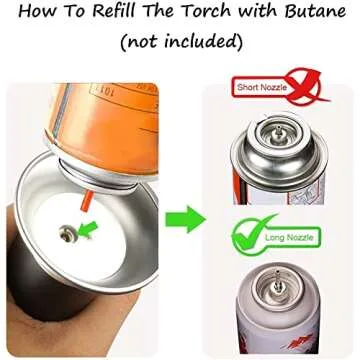 Blow Torch, Professional Kitchen Cooking Torch with Lock Adjustable Flame Refillable Mini Blow Torch Lighter for BBQ, Baking, Brulee Creme, Crafts and Soldering(Butane Gas Not Included)