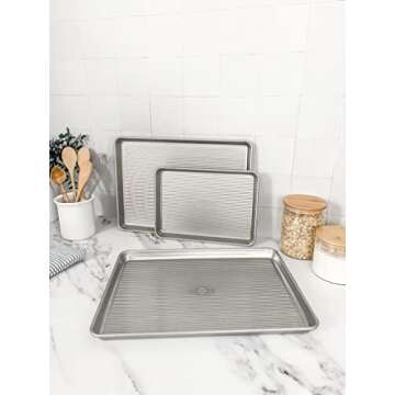 USA Pan Nonstick Half Sheet Pan and Quarter Sheet Pan, Set of 2, Aluminized Steel