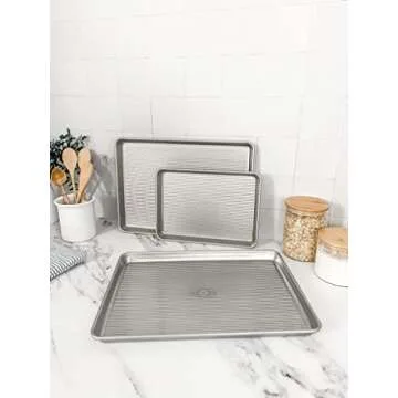 USA Pan Nonstick Half Sheet Pan and Quarter Sheet Pan, Set of 2, Aluminized Steel