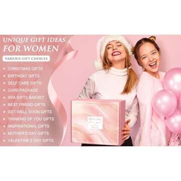 Birthday Gifts for Women, Self Care Gifts Get Well Soon Gifts Basket for Women, Rose Relaxing Spa Gifts Care Package w/ Luxury Blanket, Mothers Day Gifts for Mom Her Wife Girlfriend Friend Sister