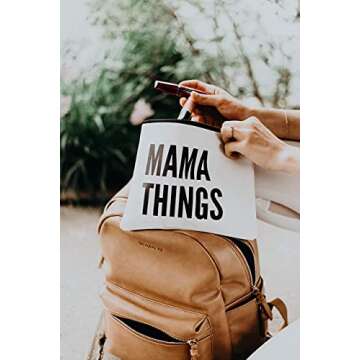 Lucky Love Diaper Bag Organizing Pouches | Set of 4 Including Diaper Clutch | Dry Wet Bag (White & Black)