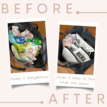 Lucky Love Diaper Bag Organizing Pouches | Set of 4 Including Diaper Clutch | Dry Wet Bag (White & Black)