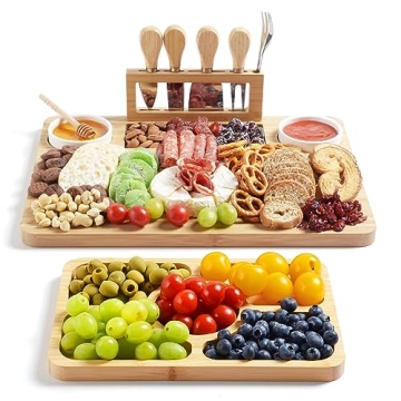 ROCIRLAB Bamboo Charcuterie Board Set for Entertaining