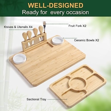 ROCIRLAB Bamboo Charcuterie Board Set for Entertaining