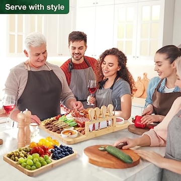 ROCIRLAB Bamboo Charcuterie Board Set for Entertaining