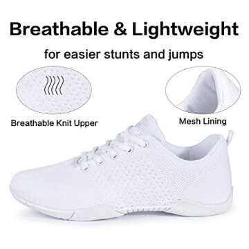 CADIDL Cheer Shoes Women White Cheerleading Shoes for Girls & Youth 7 (M) US
