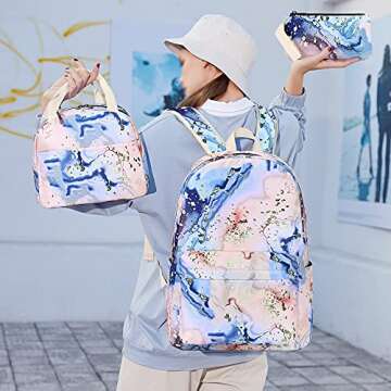 Bluboon School Backpack Teens Girls Boys Kids School Bags Bookbag with Lunch bag pencil pouch (Orang...