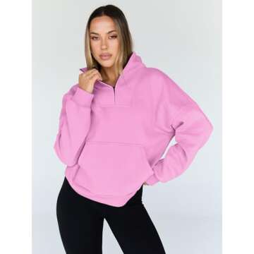 Trendy Queen Sweatshirts Quarter Half Zip Pullover Oversized Hoodies Sweaters Comfy Fall Outfits 202...